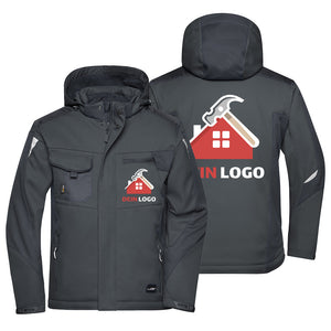 Workwear Softshelljacke mit Kapuze Herren mit Druck