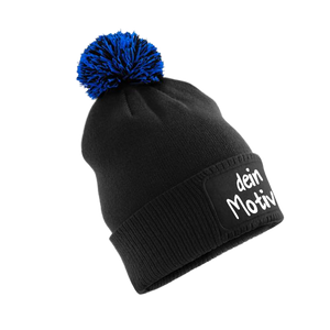 Kinder Snowstar Beanie mit Patch bedruckt